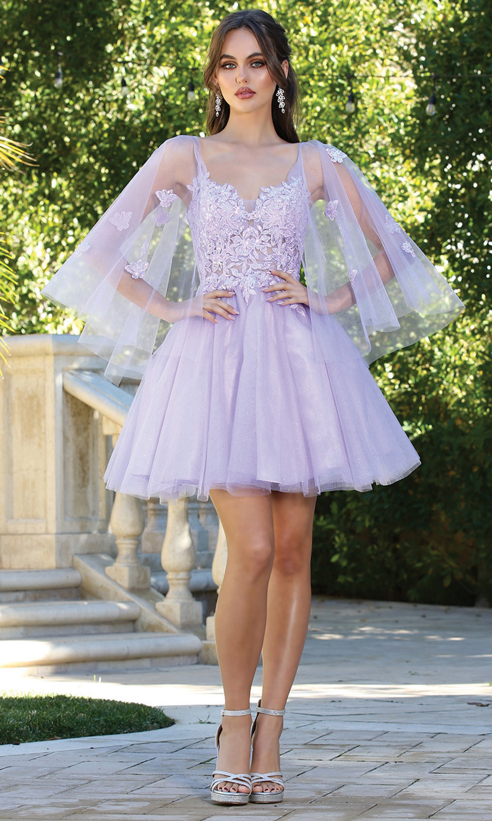 Adora Design 1053 - Sweetheart Layered Dress with Butterfly Accent Homecoming Dresses in Purple  