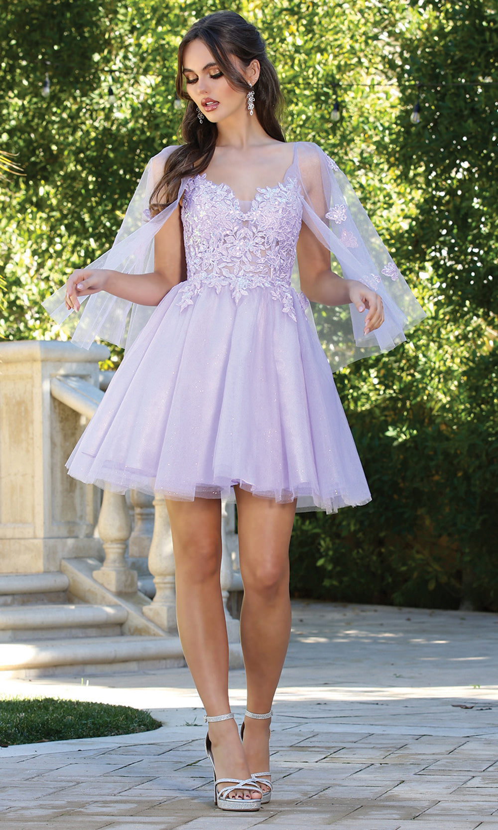 Adora Design 1053 - Sweetheart Layered Dress with Butterfly Accent Homecoming Dresses in Purple  