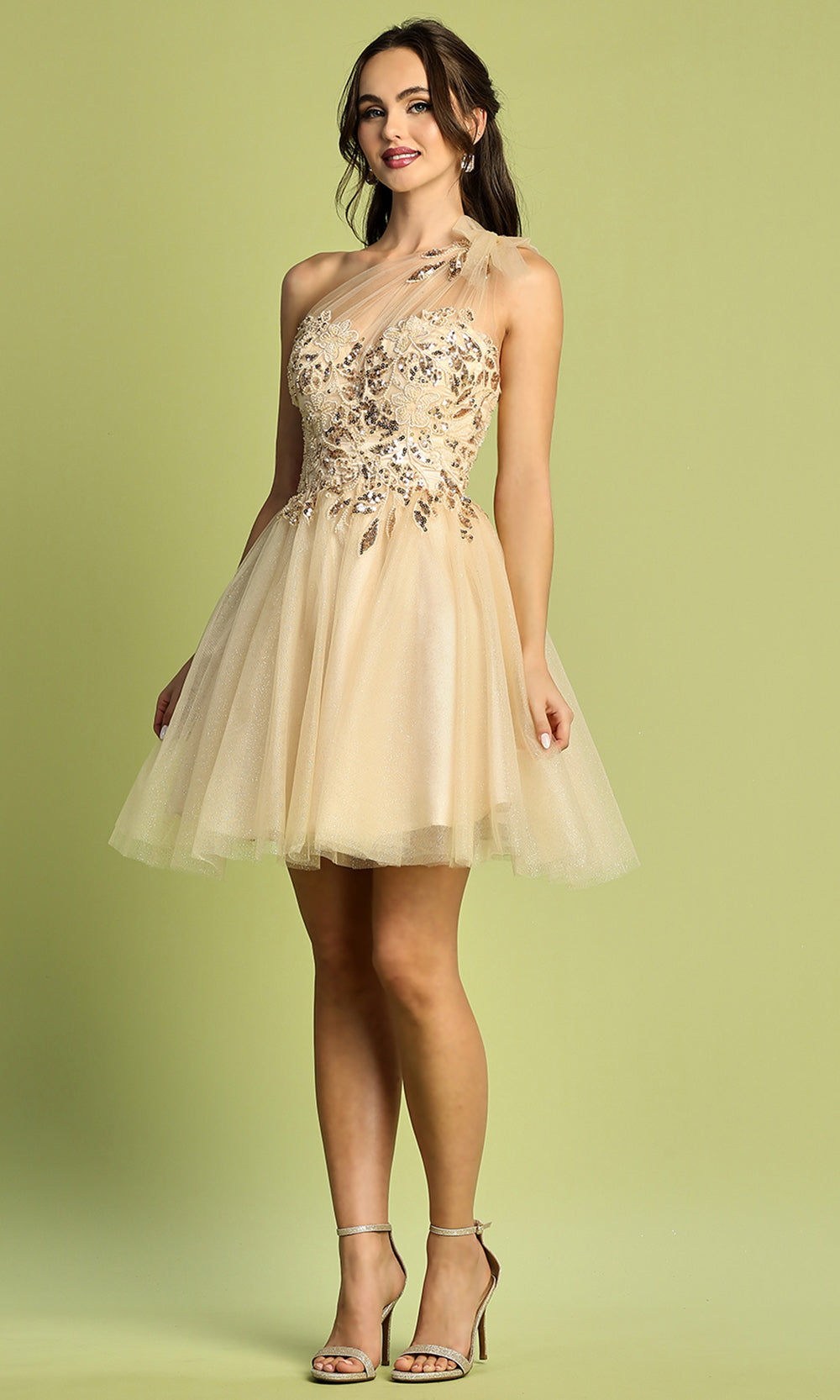 Adora Design 1054 - Strappy Open Back Layered Mini Dress Homecoming Dresses in Neutral  