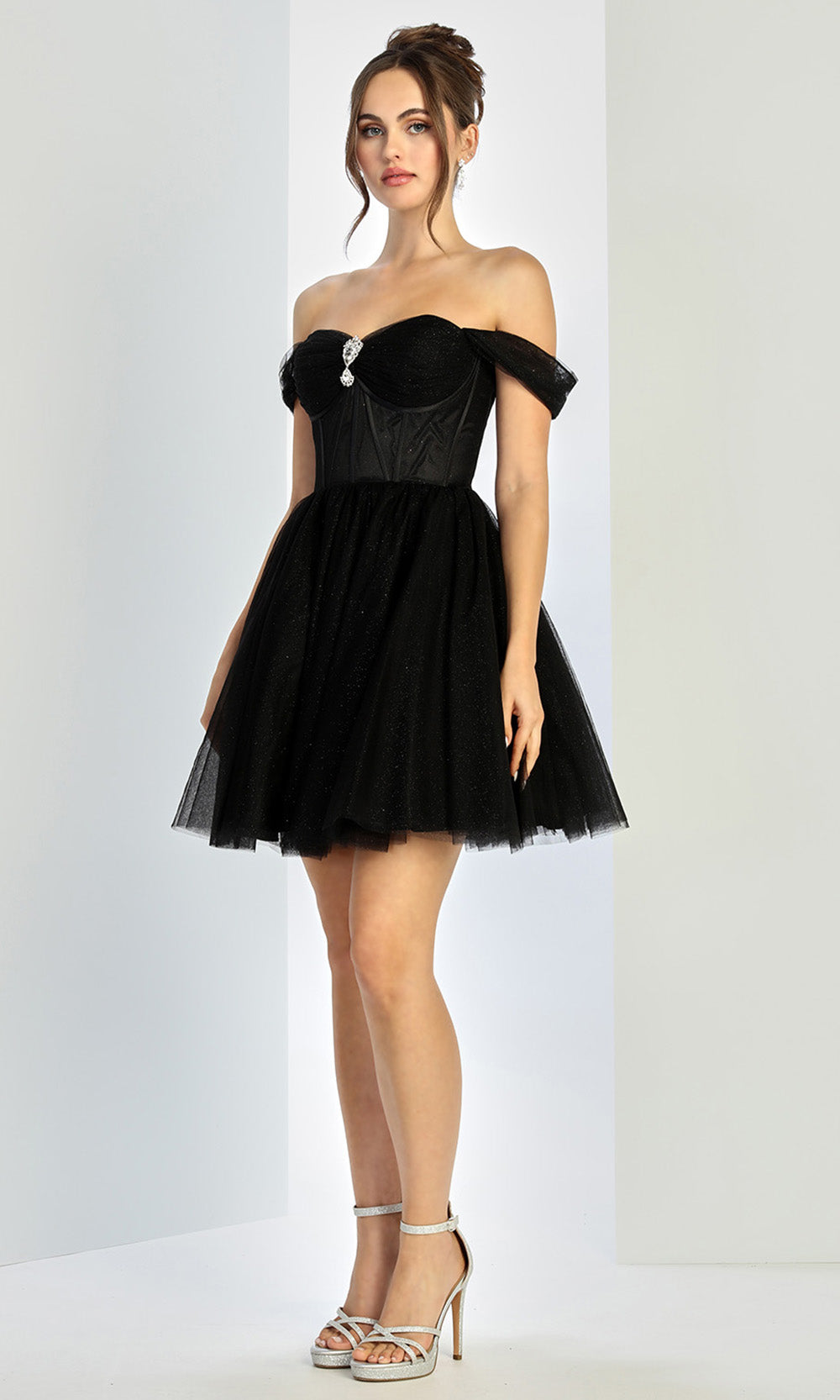 Adora Design 1060 - Sweetheart Corset A-Line Mini Dress Homecoming Dresses in Black  