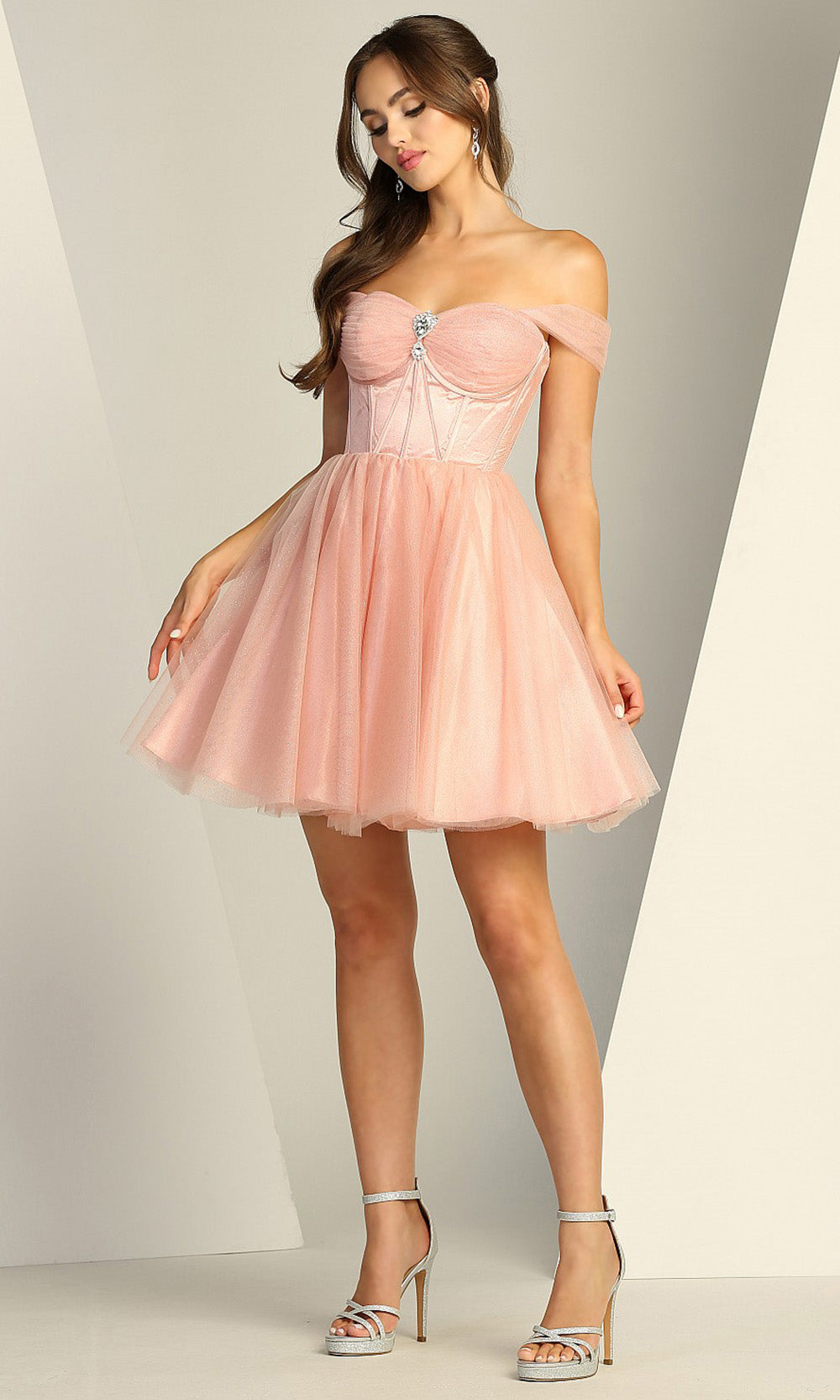 Adora Design 1060 - Sweetheart Corset A-Line Mini Dress Homecoming Dresses in Pink  