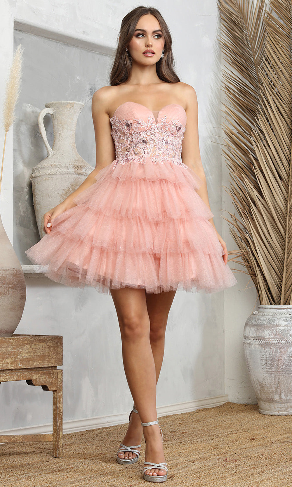 Adora Design 1062 - Sweetheart Neckline Ruffle Short Dress Homecoming Dresses in Pink  