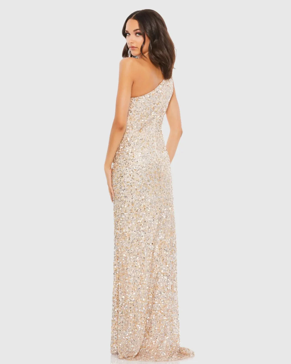 Mac Duggal 10729 - Glamorous Sequined One Shoulder Gown