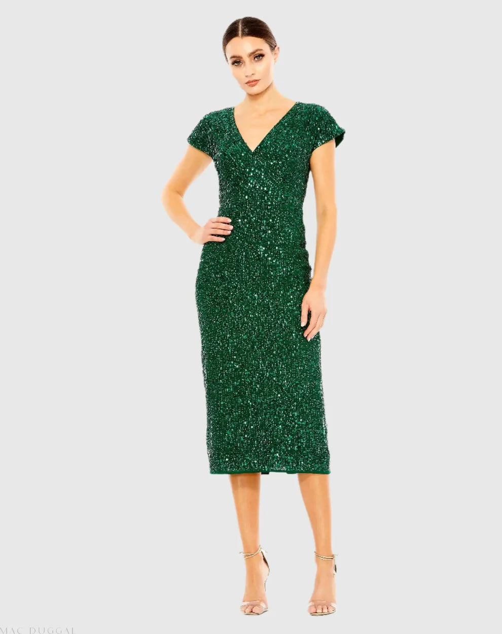 Mac Duggal 10766 - Short Sleeve Sequin Cocktail Dress