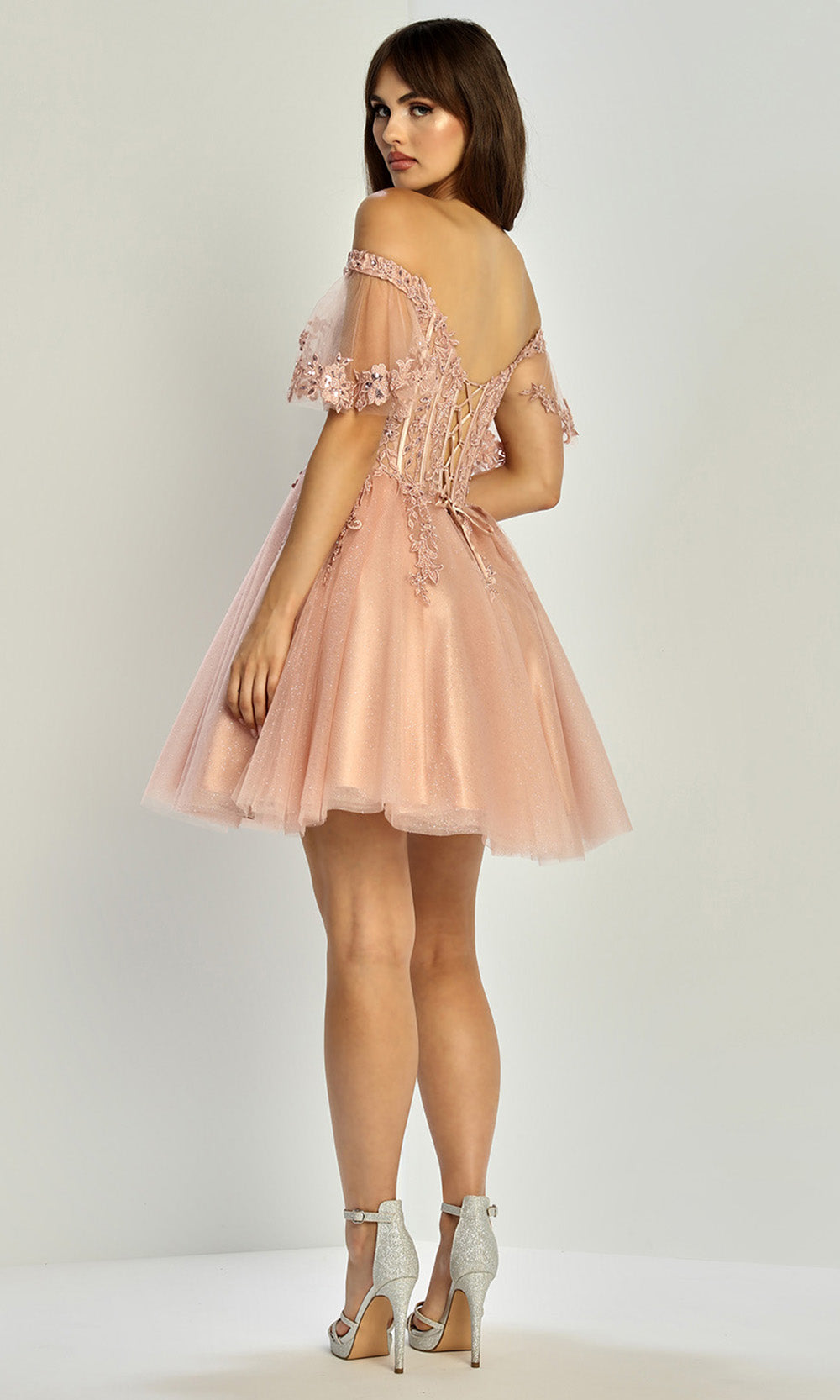 Adora Design 1078 - Floral Lace Applique Sweetheart Mini Dress Cocktail Dresses in Pink  