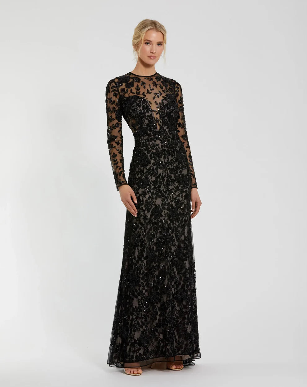 Mac Duggal 10821 - Embellished Long Sleeve Gown