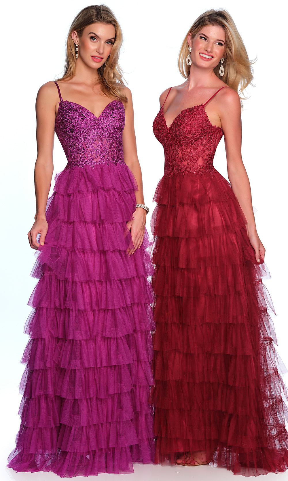 Dave & Johnny 11148 - Lace Corset Top Tiered Dress Prom Dresses