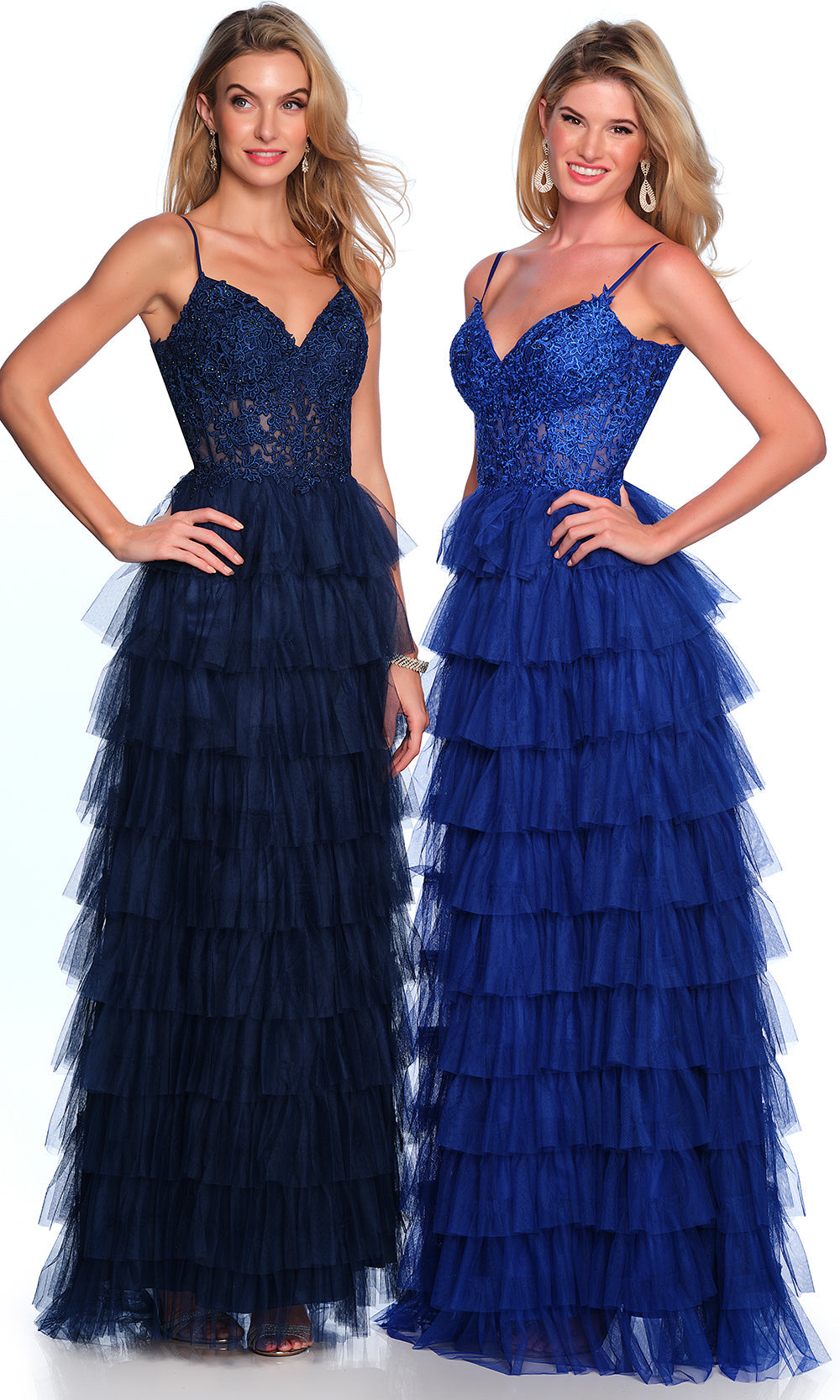 Dave & Johnny 11148 - Lace Corset Top Tiered Dress Prom Dresses