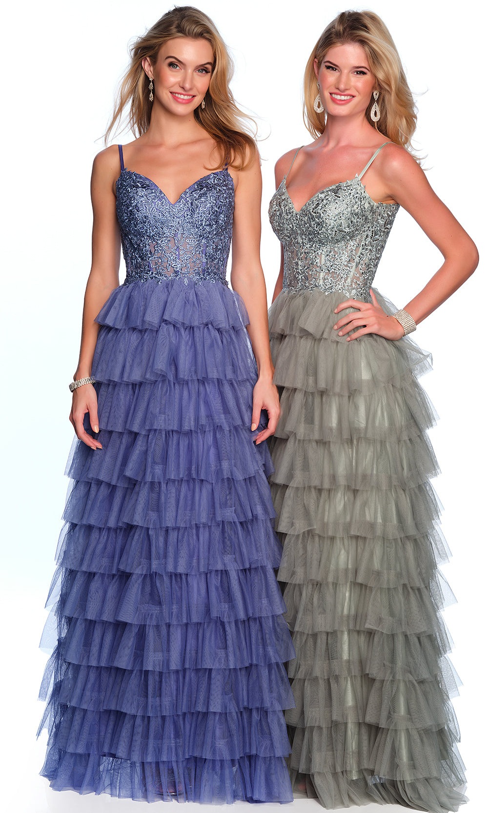 Dave & Johnny 11148 - Lace Corset Top Tiered Dress Prom Dresses