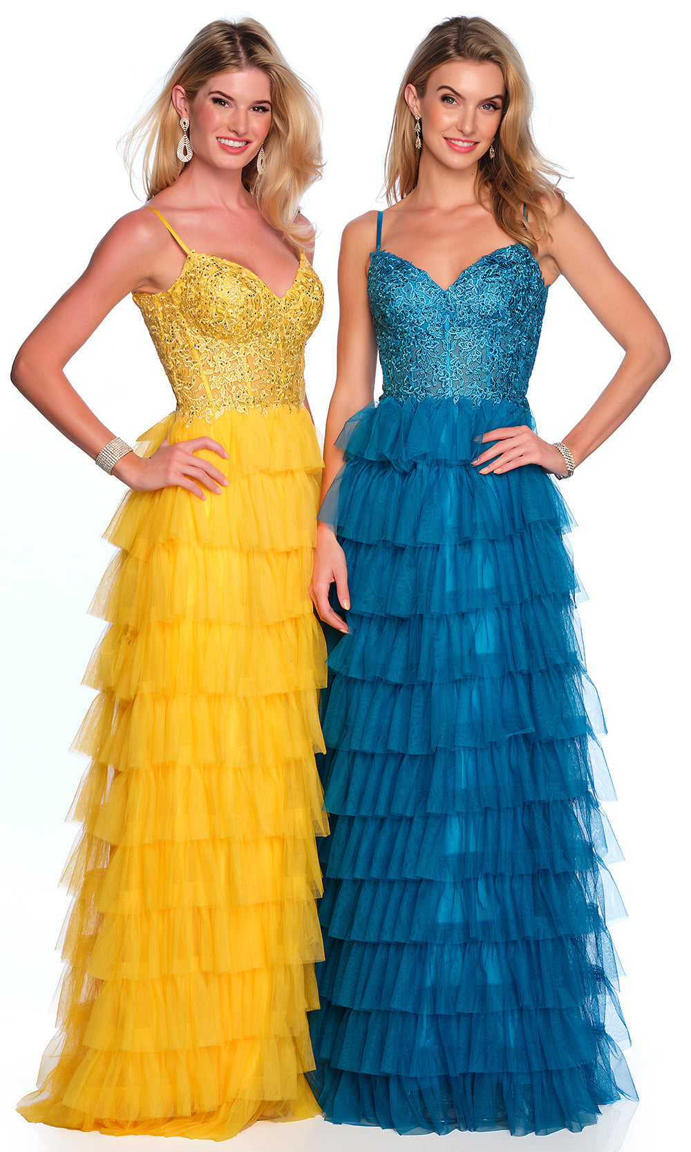 Dave & Johnny 11148 - Lace Corset Top Tiered Dress Prom Dresses
