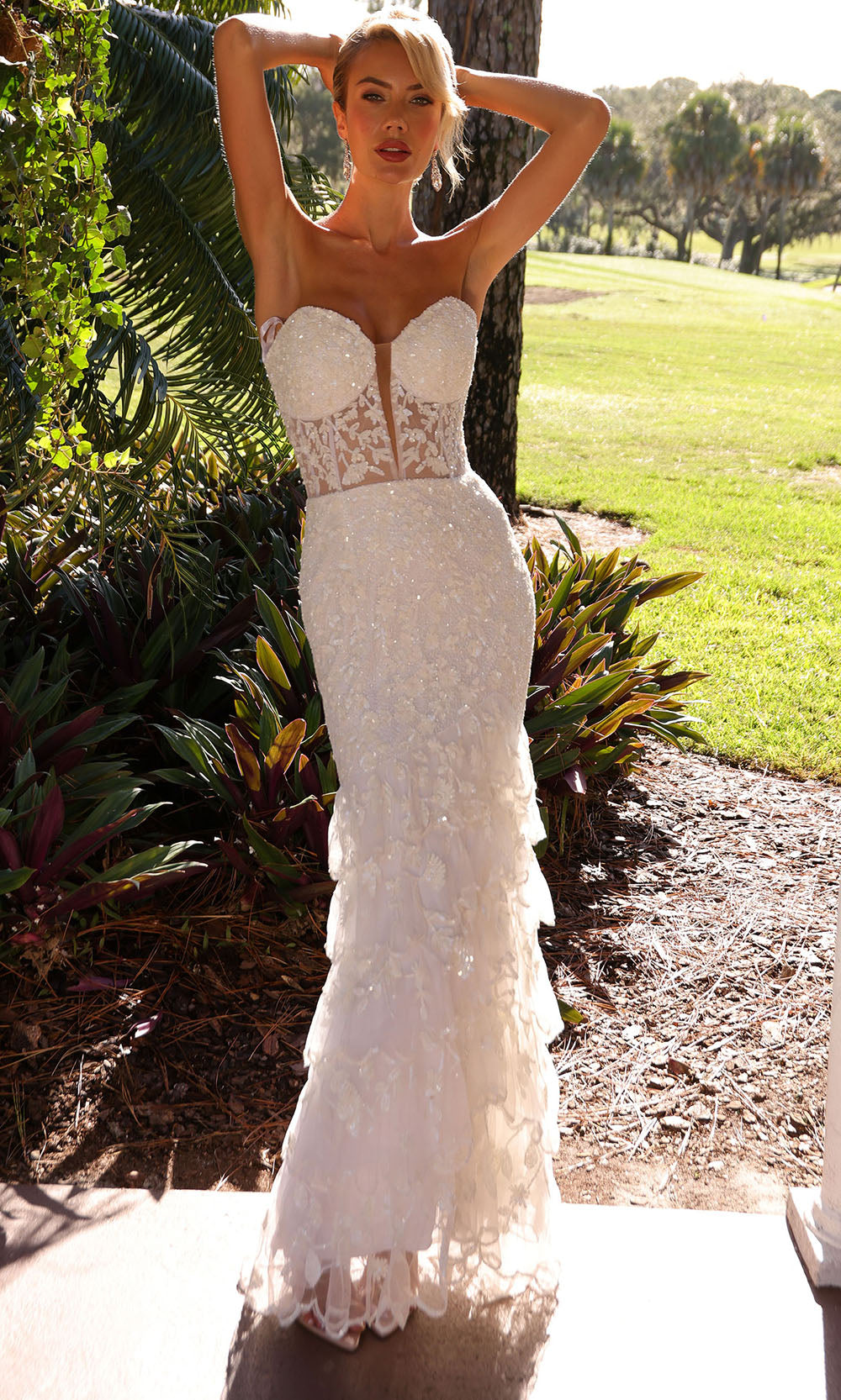 Primavera Couture 11203 - Tiered Floral Embellished Wedding Dress Bridal Dresses