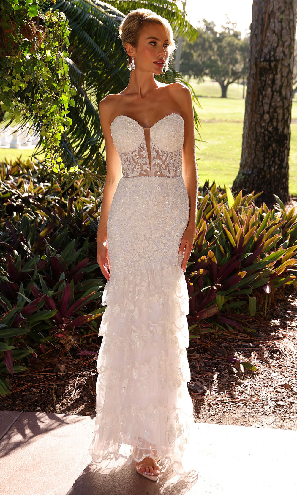 Primavera Couture 11203 - Tiered Floral Embellished Wedding Dress Bridal Dresses