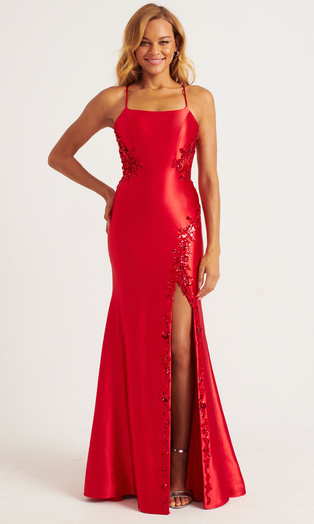 Faviana 11205 - Stretch Satin Lace-Up Back Fitted Dress Prom Dresses