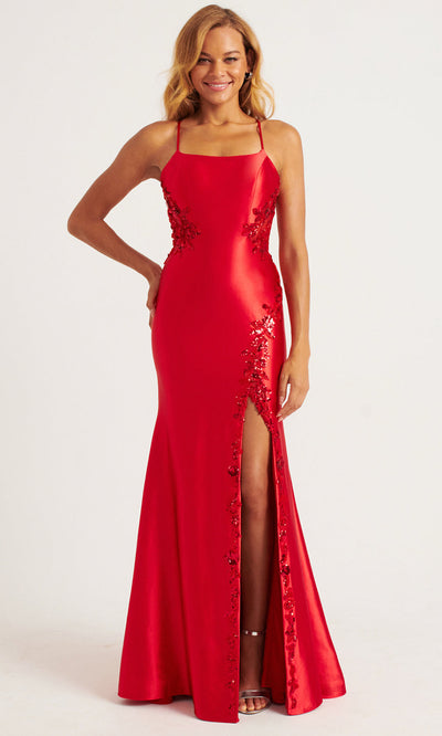 Faviana 11205 - Stretch Satin Lace-Up Back Fitted Dress Prom Dresses