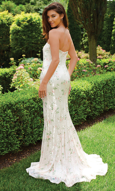 Faviana 11222 - Vintage Floral Straight Neckline Dress Prom Dresses