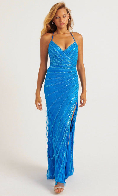 Faviana 11242 - Sparkling Slit Crisscross Back Dress Prom Dresses