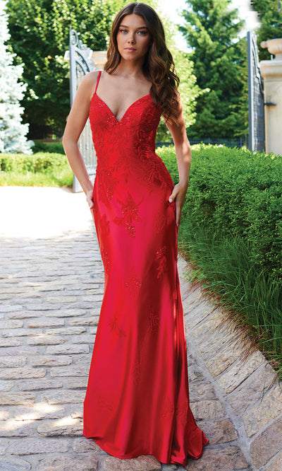 Faviana 11245 - Spaghetti Strap Beaded Lace Prom Gown Prom Dresses