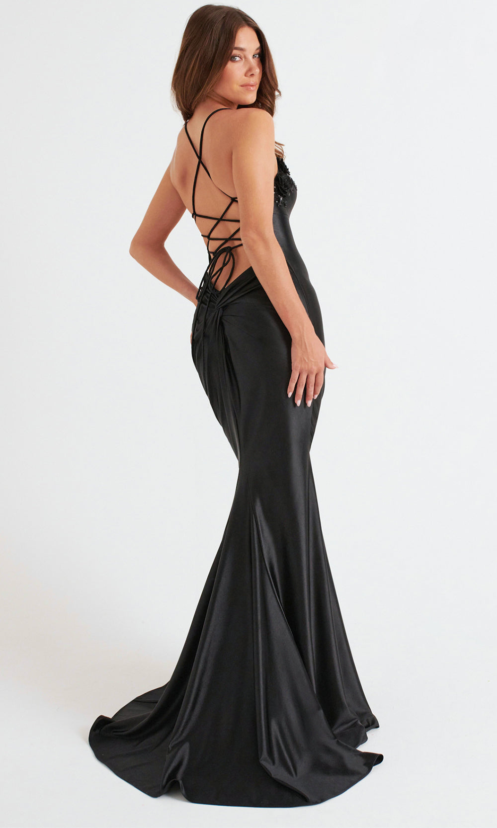 Faviana 11249 - Sleeveless Knotted Back Satin Dress Prom Dresses