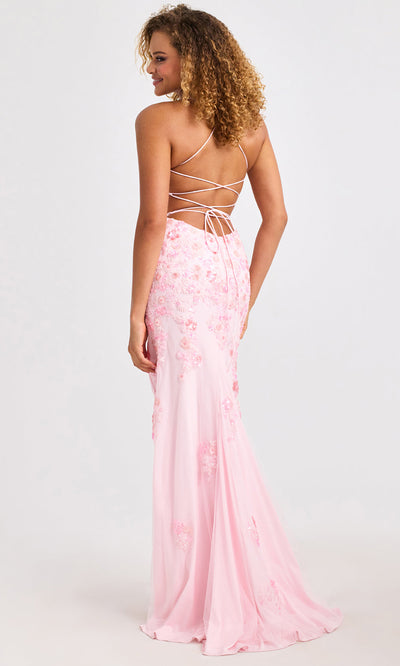 Faviana 11251 - Deep V-Neck Floral Beaded Dress Prom Dresses