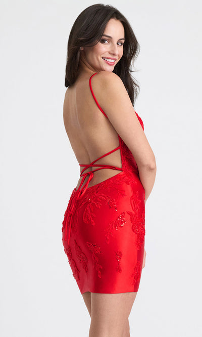 Faviana 11315 - V-Neck Beaded Satin Party Dress Cocktail Dresses