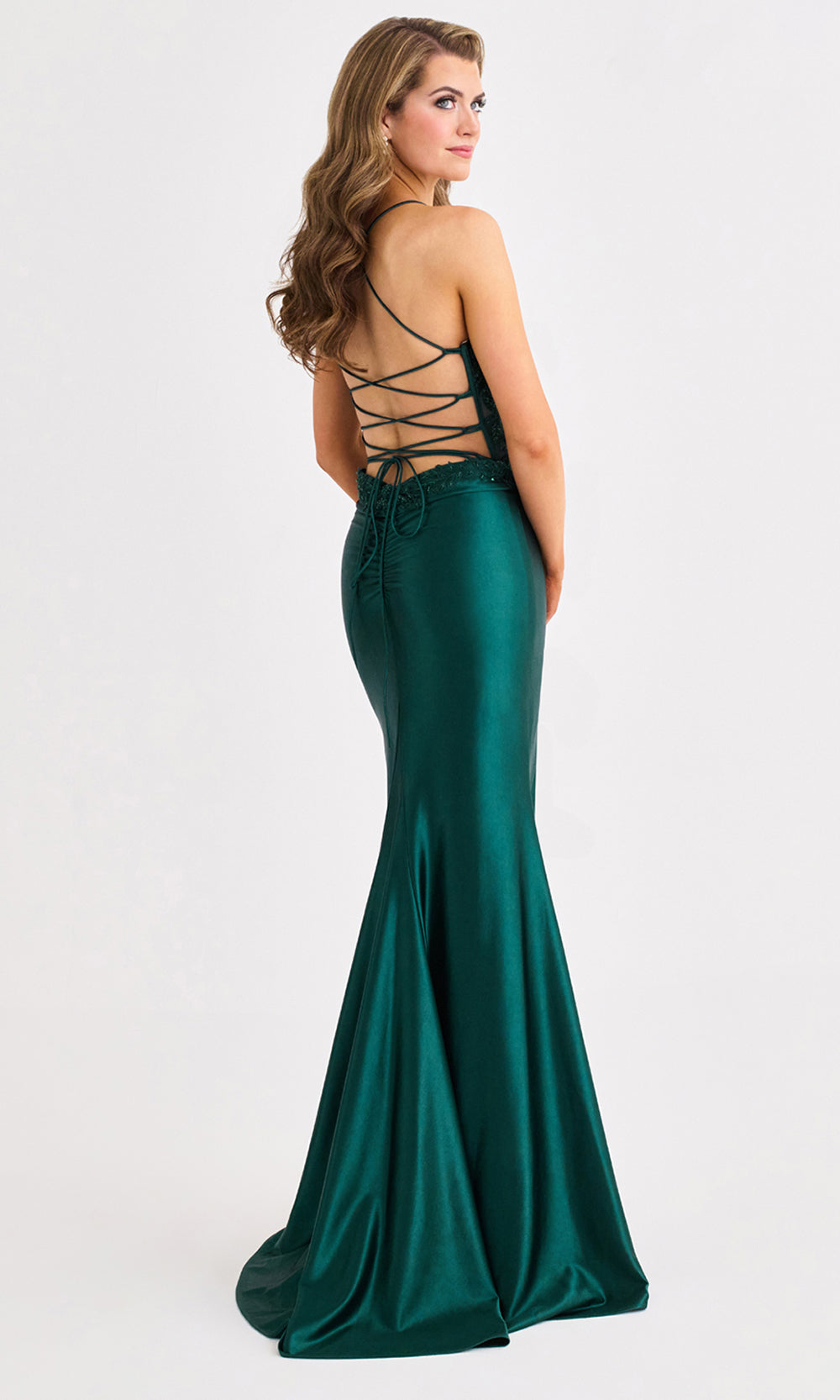 Faviana 11404 - Illusion Corset Lace-Up Back Satin Gown Prom Dresses