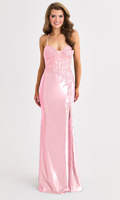 Faviana 11404 - Illusion Corset Lace-Up Back Satin Gown Prom Dresses