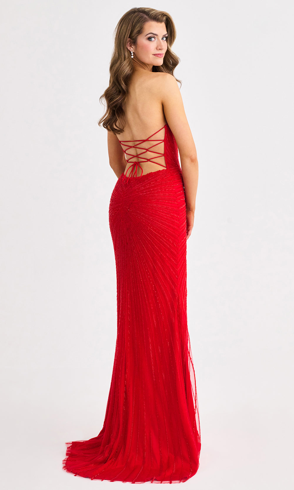 Faviana 11410 - V-Neckline Basque Waist Beaded Gown Prom Dresses
