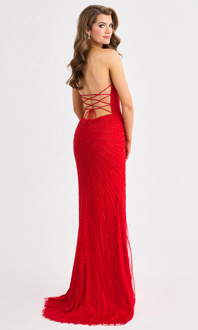 Faviana 11410 - V-Neckline Basque Waist Beaded Gown Prom Dresses