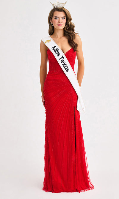 Faviana 11410 - V-Neckline Basque Waist Beaded Gown Prom Dresses