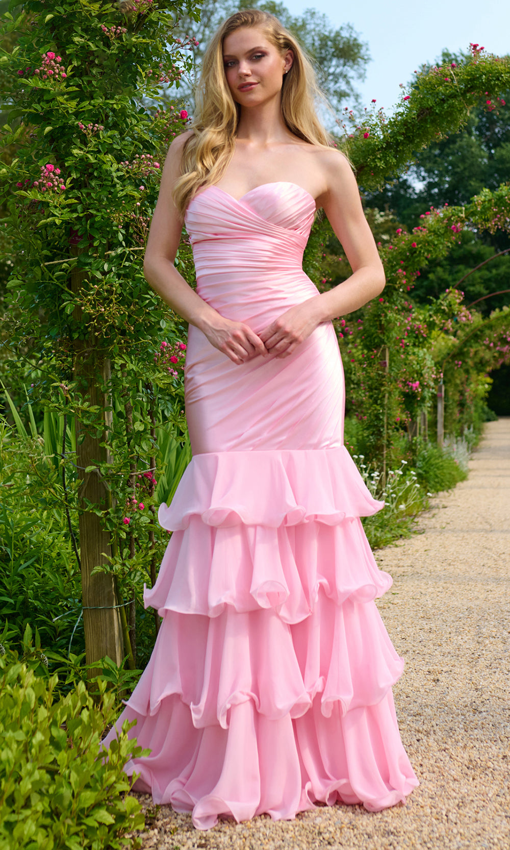 Faviana 11419 - Strapless Satin Tiered Prom Gown Prom Dresses