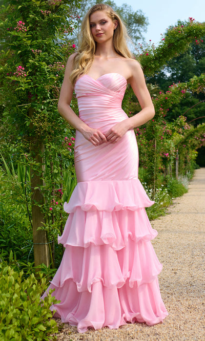 Faviana 11419 - Strapless Satin Tiered Prom Gown Prom Dresses