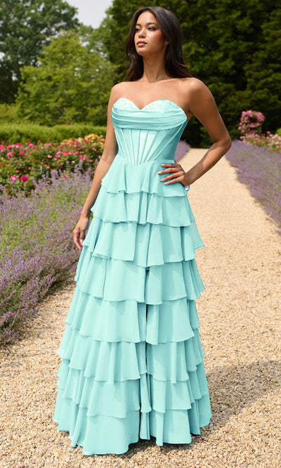 Faviana 11436 - Ruffled Strapless Sweetheart Gown Prom Dresses