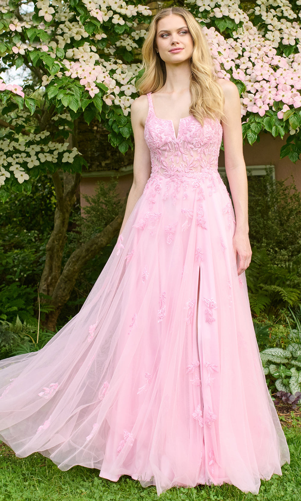 Faviana 11437 - Beaded Lace A-Line Tulle Dress Prom Dresses