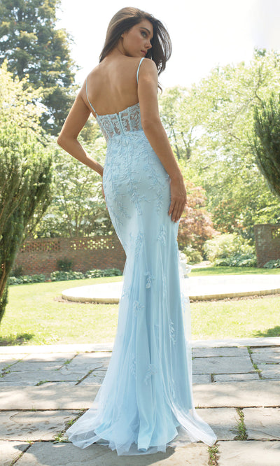 Faviana 11439 - Floral Embroidered Spaghetti Strap Gown Prom Dresses