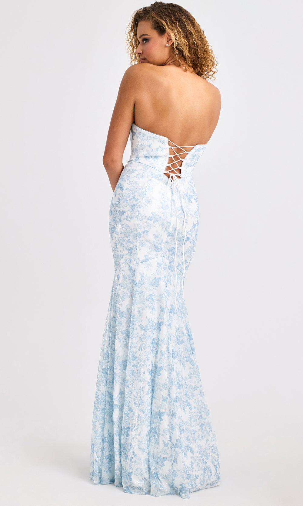 Faviana 11441 - V-Neckline Floral Print Long Dress Prom Dresses