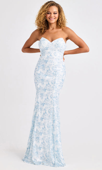 Faviana 11441 - V-Neckline Floral Print Long Dress Prom Dresses