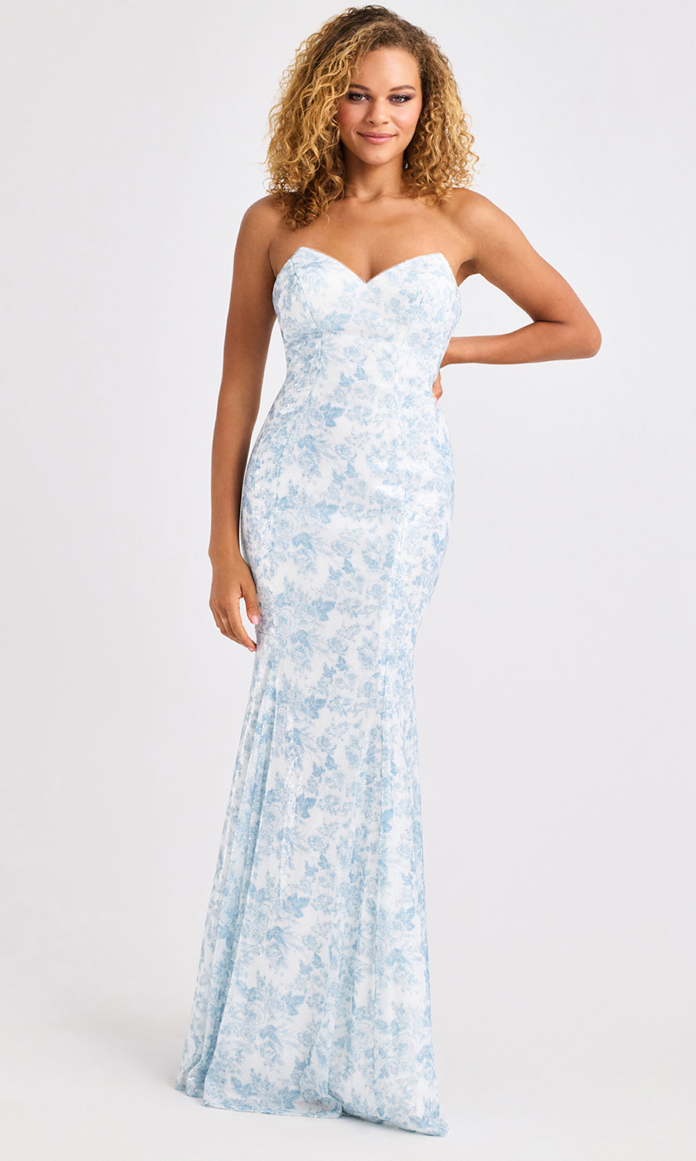 Faviana 11441 - V-Neckline Floral Print Long Dress Prom Dresses