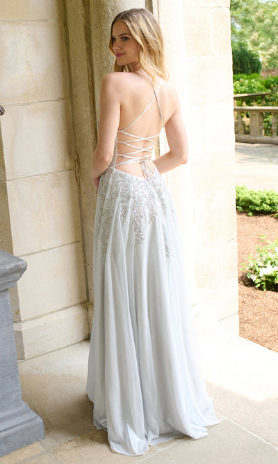 Faviana 11449 - Plunging Neck Shimmer Tulle Dress Prom Dresses