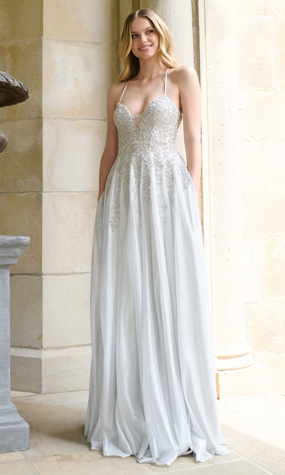 Faviana 11449 - Plunging Neck Shimmer Tulle Dress Prom Dresses