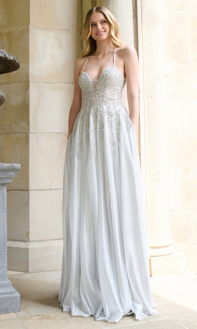 Faviana 11449 - Plunging Neck Shimmer Tulle Dress Prom Dresses