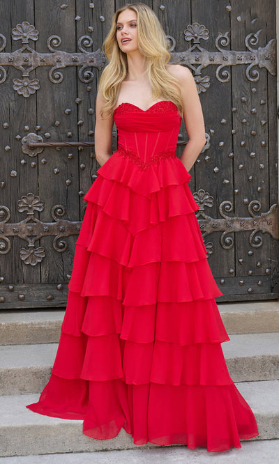 Faviana 11460 - Ruffled Layered A-Line Prom Dress Prom Dresses