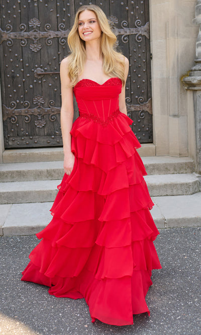 Faviana 11460 - Ruffled Layered A-Line Prom Dress Prom Dresses