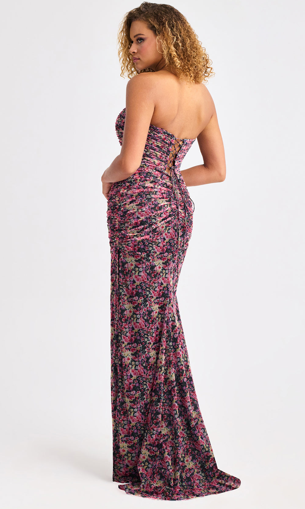 Faviana 11461 - Floral Print Strapless Mesh Prom Dress Prom Dresses