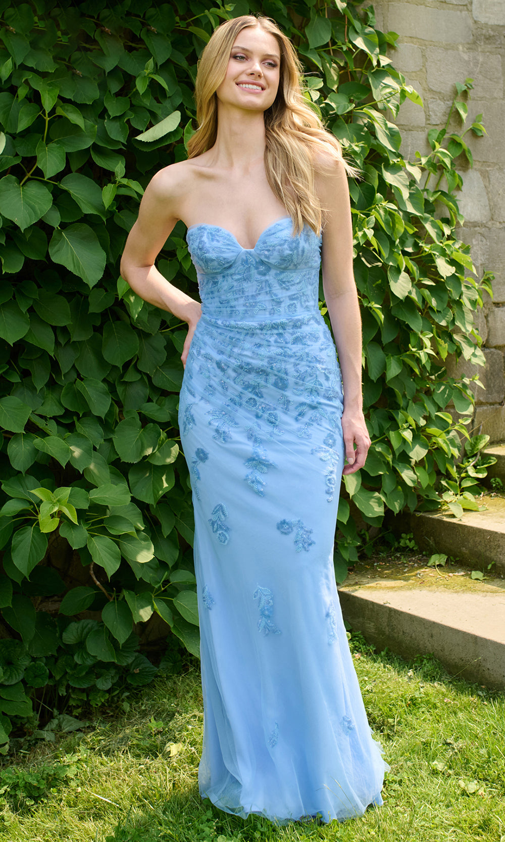 Faviana 11472 - Sweetheart Sheath Dress with Tulle Overlay Prom Dresses