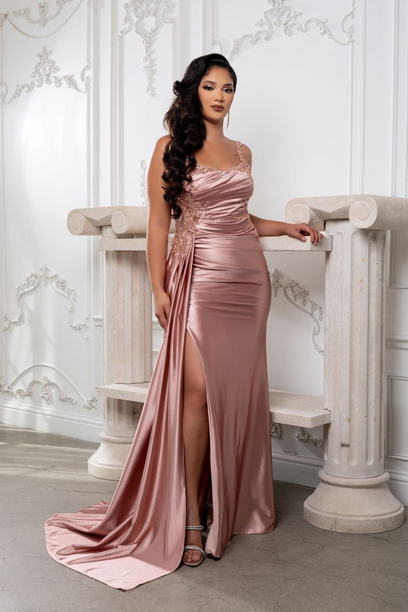 May Queen MQ2145 - Scoop Neck Embellished Sheath Gown
