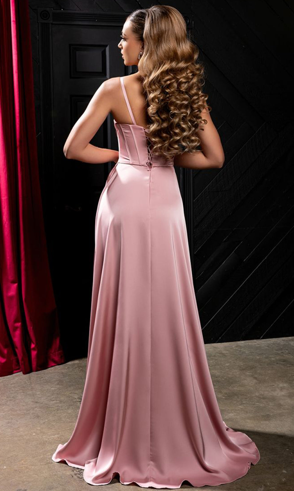 May Queen MQ2242 - Draped Ruffle Evening Dress Prom Dresses in Pink 