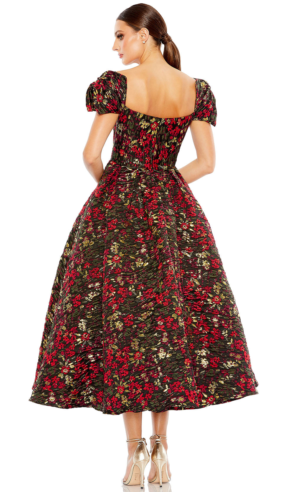 Mac Duggal 11611 - Floral Cap Sleeve Tea-Length Dress Special Occasion Dresses