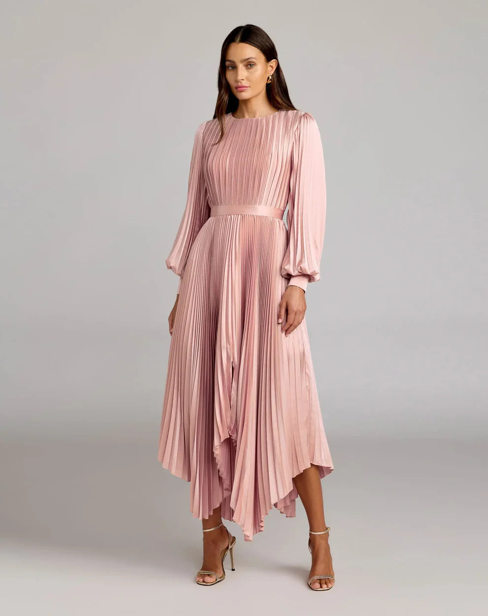 Ieena Duggal 11638 - Bishop Sleeve Pleated Dress