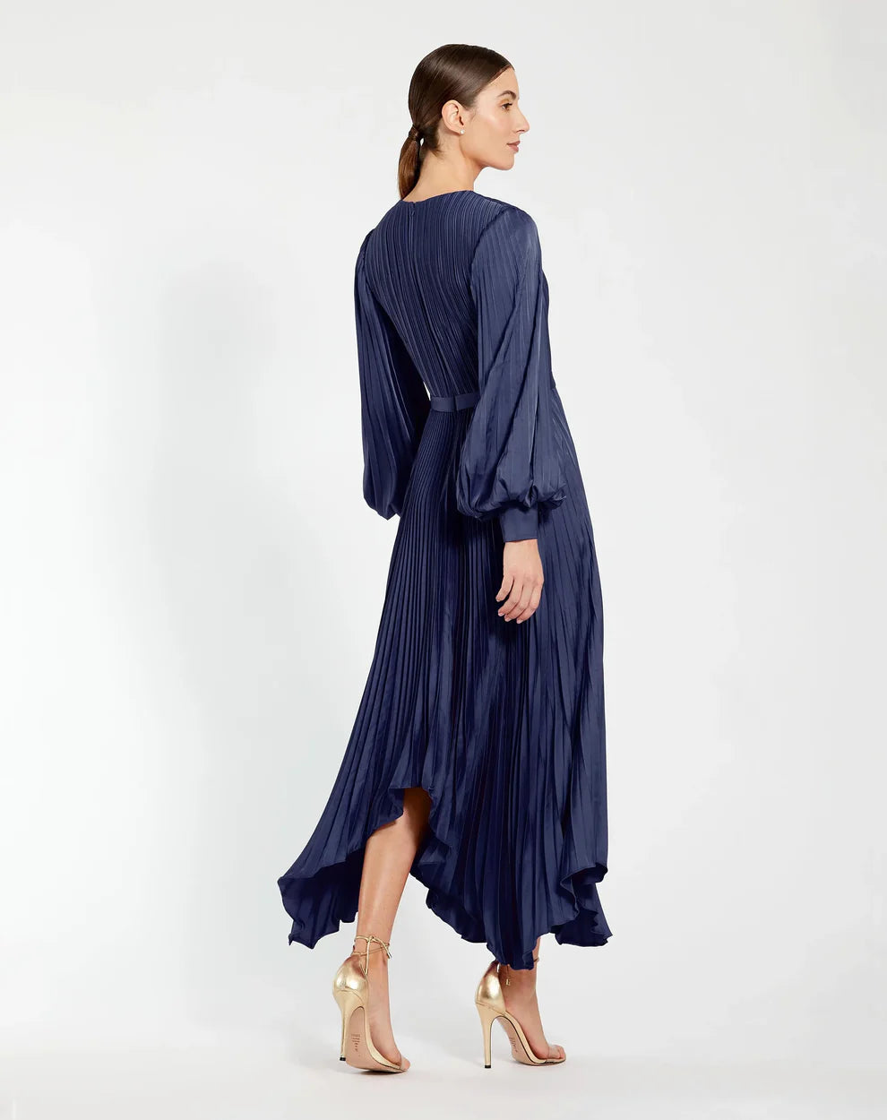 Ieena Duggal 11638 - Bishop Sleeve Pleated Dress