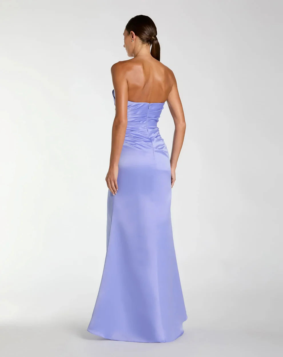 Mac Duggal 11653 - Satin Gown with Ruched Bodice and Slit